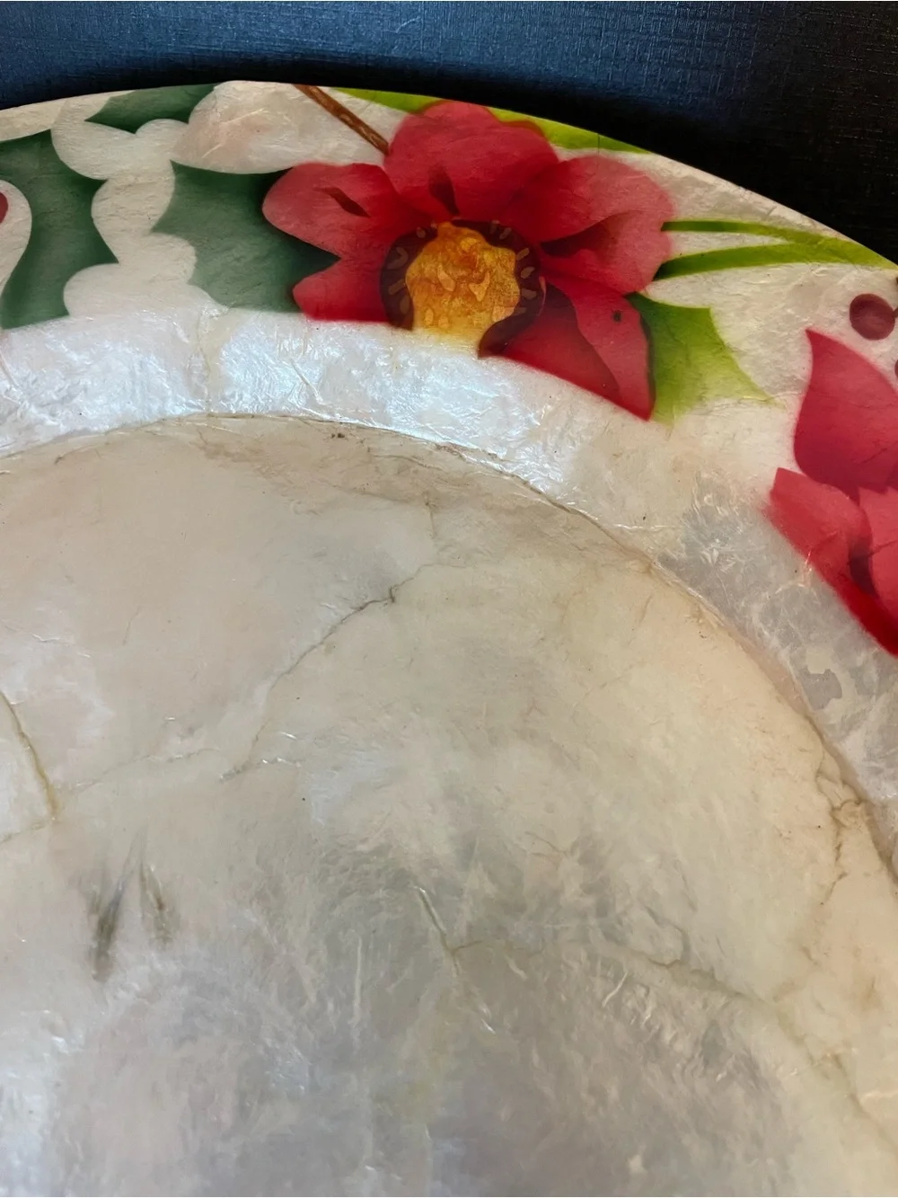 Pier 1 Imports Christmas Poinsettia Capiz Shell Charger